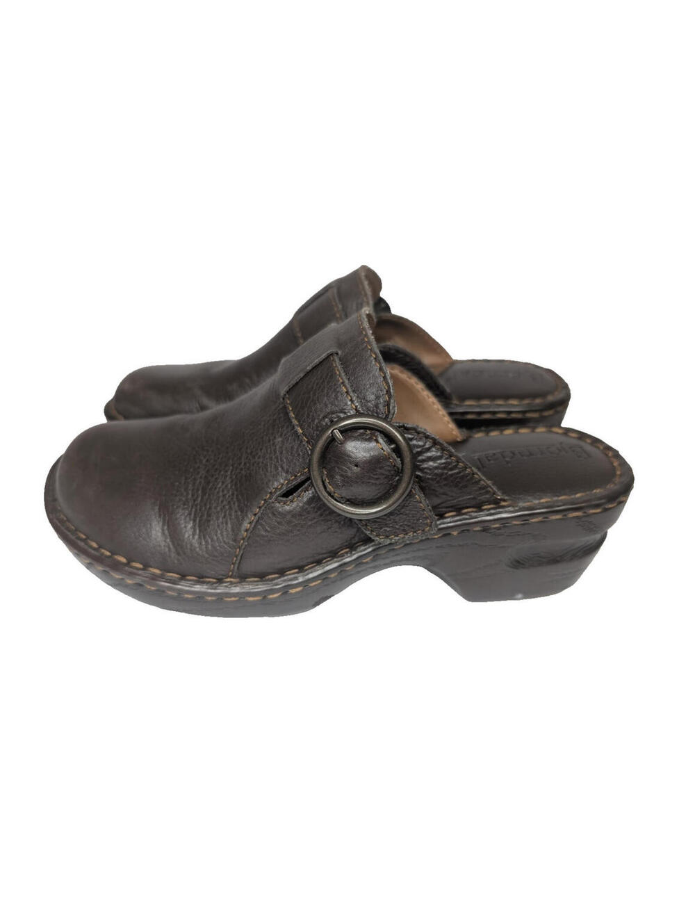 Bjorndal KellyAnne Womens 6M Shoes Mule Clog Wedge Sandal 136221 Brown Leather - Picture 2 of 9